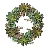 miaVILLA Dekokranz - Kunstsukkulente - Grün - ca. Ø 43 x T9 cm - Kunststoff