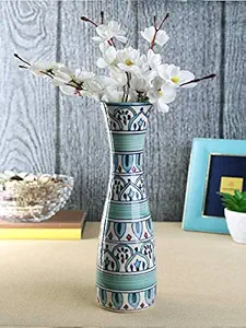 VarEesha The Royal Crown Ceramic Long Vase, 12 Inch, Blue