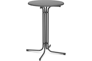 Royal Catering Folding Bar Table High Top Round Table Tall Standing Bistro Event Ø 70 cm Grey RC-BIS70FG (Tabletop Plastic-coated Flakeboard, Legs Powder-coated Steel)