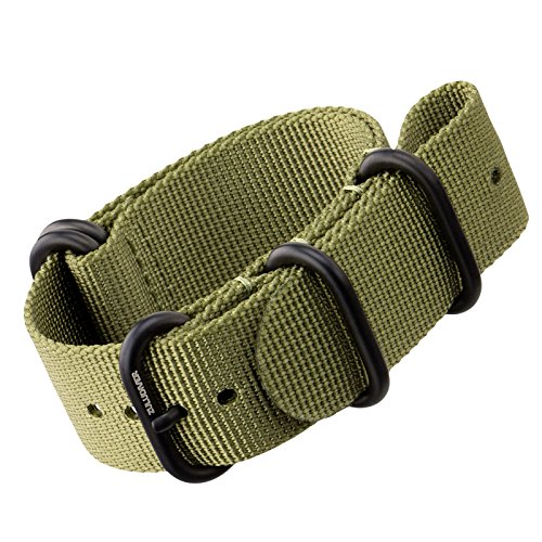 ZULU Nylon Uhrenarmband von ZULUDIVER IP PVD Schwarz ZULU Schlieen, Grn 20mm ZULU Nylon Uhrenarmband von ZULUDIVER IP PVD Schwarz ZULU Schlieen, Grn 20mm