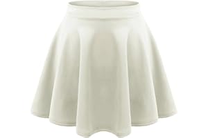 janisramone Kids Girls Children New Plain Flippy Flared High Waistband Stretch Short Mini Skater Skirts