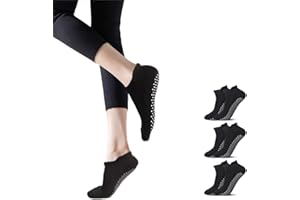XINBAI 3 x Pairs Non Slip Yoga Pilates Socks Martial Arts Fitness Dance Barre, Anti-slip/Non-slip, Full Toe Ankle Fall Prevention Grip Socks, Sox UK 6-8 / EU 39-42