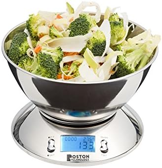 Digital Kitchen Scale with Removable Stainless Steel Bowl, LCD Backlit Timer and Temperature Sensor Capacity 5kg / 11lbs Model HK101 DOWNLOADABLE RECIPES