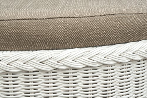 Rattan Wäschekorb / Wäschetruhe in der Farbe Weiss mit gepolsterten Sitz – Versandkostenfrei in DE, Großer heller Wäschesammler/Sitztruhe aus Natur-Rattan auch perfekt als Badhocker/Sitzhocker - 4