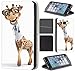 Price comparison product image Coverfix Premium Samsung Galaxy A5 (Model 2017) A520 Flip Cover Synthetic Leather Flip Case Mobile Phone Cover 458 Giraffe Animiert Cartoon Braun Blau