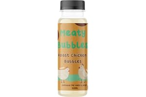Meaty Bubbles Interactive Pet Toy Non-Toxic Vegan Friendly and Gluten Free Dog Bubbles, Ready to Use Dog Bubbles Edible with Included Bubble Wand (Roast Chicken)