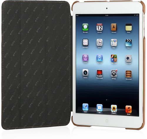 StilGut Couverture Case, Tasche aus feinstem Leder für das Apple iPad mini unterstützt Smart-Cover Funktion, Cognac Vintage - 8