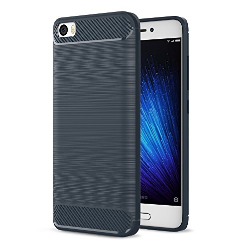 Xiaomi Mi 5 Funda  BENKER El Silic  n Suave TPU de la Alta Calidad Material a Prueba de Choques y Anti-huella Digital del Carb  n de la Fibra del Dise  o C  scara del Tel  fono M  vil - Azul Marino
