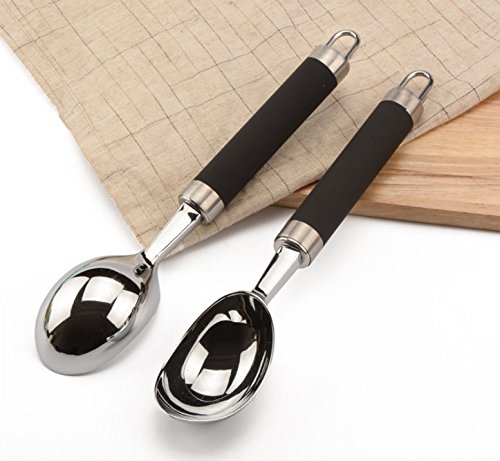 Eisportionierer, goodsmiley Edelstahl massiv Eis Spaten Spülmaschinenfest Löffel mit rutschfestem Griff, perfekt Küche Supplies 2-Pack - 2