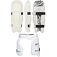 RMAX EVA and Cotton Cricket Batting Leg Guard Pad & Lower Body Protector Thigh Guard Full Size, Light Weight Batting Leg Guards/Thigh Senior/Men's/Teen's/Adult Size (WHITE + THIGH)