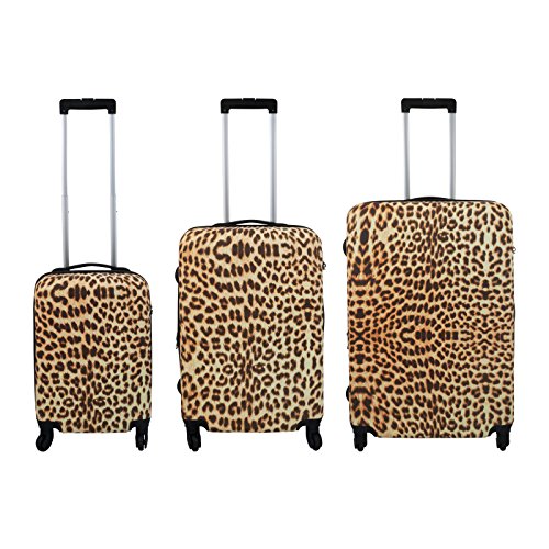 Policarbonato Set de equipaje 3 piezas - Leopardo Casos de viajes Maleta con ruedas Maleta de carcasa dura - Maleta en S-M-L
