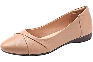 amropi Femme Bout Fermé Appartements Glisser sur Plissé Confortable Ballerines