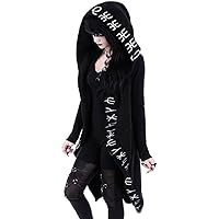 Damen Gothic Kleidung Mantel Jacke Kleid Hose Oberteil Shirt Rock Pullover Schuhe Schmuck Moon Druck Schwarz Punk…