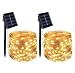 Produktbild QYL 2 Pack Solarbetriebene Saiten Leuchten, (100 LED 2 Modi) Solar Fairy String Lights, 33Ft/10M Kupferdraht Saiten Leuchten, Auto On Off, Waterproof 1,2 V Portable