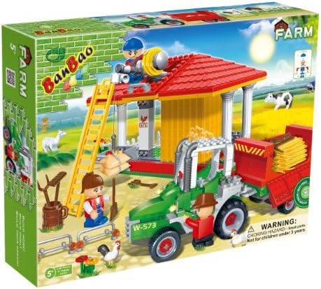Imagination Play BanBao Building Construction Brick Blocks 448 Piece Tractor & Hay Storage - Number One Selling Ideal Fun Gift Present Idea for Christmas Xmas Birthdays Easter Children Boys Child