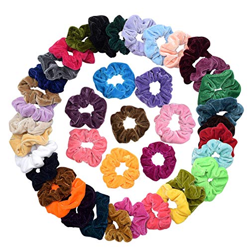 40 Pcs Velvet Hair Scrunchies HTLY SPR Colorful Elastic Velvet Hair Bands Scrunchy Hair Ties Ropes Scrunchie for Women and Girls Hair Bands