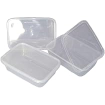 Sabco 50 Contenitori Per Microonde In Plastica Trasparente 650 Ml Con Coperchio – Senza BPA, Impilabili - 5