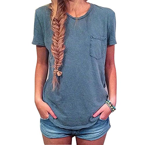 Damen T-Shirt!Sannysis Frau Sommer Tasche Kurzarm T-Shirt (S, Blau)