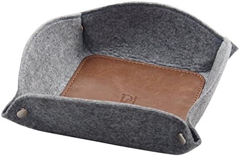 High Quality Felt Bowl with Press Buttons and Reinforced Base by perla pd design®, Made From Elegant Felt in Various Colours Length 15 cm, width 15 cm, height 5 cm. Felt bowl, decorative bowl. dark grey