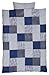 Taftan Patch Checks Duvet Cover Set 100 x 135cm for Cot (Dark Blue)