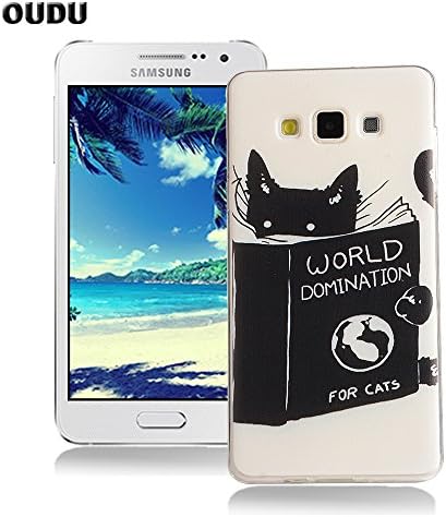 OuDu Silicone Case for Samsung Galaxy A3 2015 SM-A300F Soft TPU Rubber Cover Flexible Slim Case Smooth Lightweight Skin Ultra Thin Shell Creative Design Cover Anti-Scratch Anti-Shock Protective Bumper - World Domination for Cats