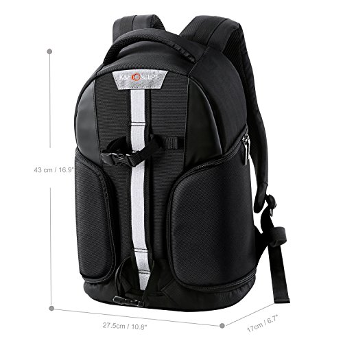 K&F Concept® Kamerarucksack Camera Backpack Fotorucksack Kameratasche für Canon Nikon Sony SLR-Kamera inkl. Kamera-Schnellzugriff Stativhalterung und Regenschutzhülle Schwarz S - 7