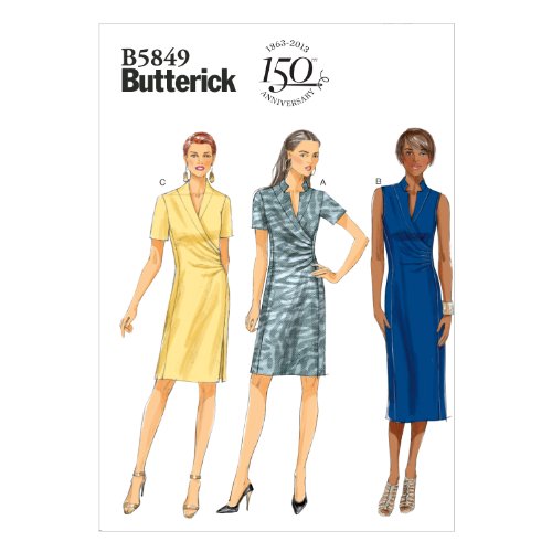 Butterick 5849 A5 - Patrones de costura para confeccionar vestidos de mujer (3 modelos distintos, tallas 6 a 14 ó 32 a 40)