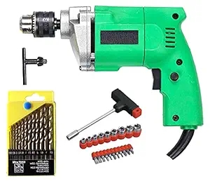 ATHRZ Powerful Metal and Plastic Drill Machine with 13 Pieces Drill Bit Set and 21 Pieces Toolkit Screwdriver Set