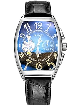 XLORDX Retro Skelett Elegante Klassisch mechanische Automatik Herrenuhr Armbanduhr Uhr Schwarz