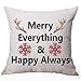 Produktbild Season's Blessing Snowflake Warm Sayings Merry Everything and Happy Always Merry Cotton Linen Decorative Home Office Throw Pillow Case Cushion Cover Square 18X18 Inches