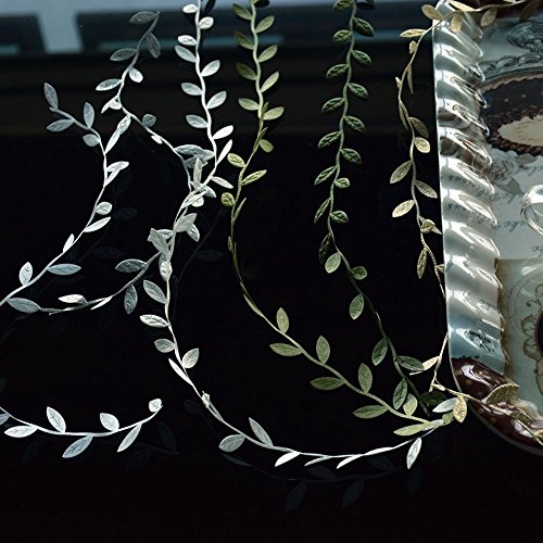 Yalulu 10 Yard Premium Leaf Ribbon Girlanden trimmen Satinband Spitzenborte Borte DIY Hochzeitsdekoration - 4