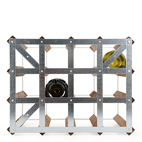 Weinregal / Flaschenregal System TREND, für 30 Fl., Holz Kiefer braun gebeizt, komplett montiert, stapelbar / erweiterbar – H 42 x B 61,2 x T 22,8 cm - 5