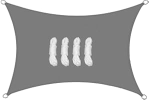 sunal Sun Shade Sail Waterproof 2×3m,Rectangle Outdoor Garden Shade Canopy Sail,95% UV Blocking Sun Sail,PES Wind and Tear Resistant,with 4 Ropes,Grey