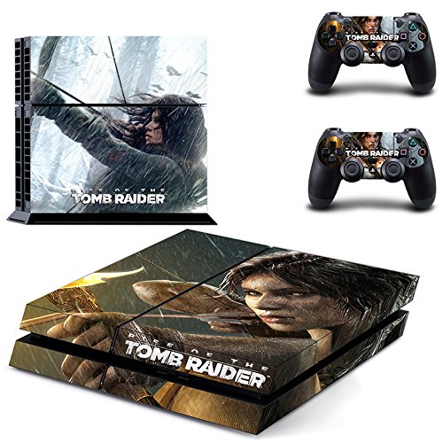 Preisvergleich Produktbild Playstation 4 + 2 Controller Aufkleber Schutzfolie Set - Tomb Raider