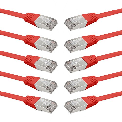 rocabo 137610 CAT6 Patchkabel, S/FTP PiMF, LAN, RJ45, 10/100/1000/Mbit/s, Ethernet Gigabit Switch Router, Halogenfrei, 0,5m (10 Stück) Rot rocabo 137610 CAT6 Patchkabel, S/FTP PiMF, LAN, RJ45, 10/100/1000/Mbit/s, Ethernet Gigabit Switch Router, Halogenfrei, 0,5m (10 Stück) Rot