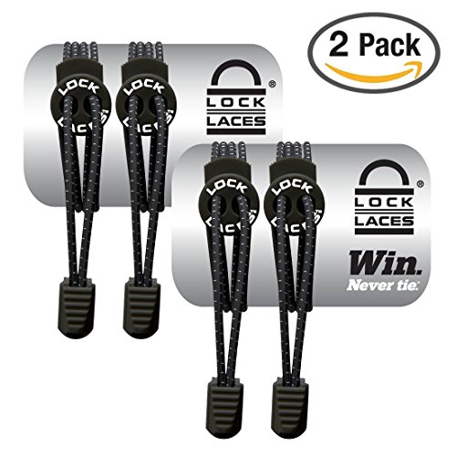 LOCK LACES (Elastic No Tie Shoelaces) (Pack of 2)