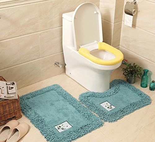 QJONKE Chenille Teppich Grün Rechteck Fußmatte Wohnzimmer Schlafzimmer Bodenmatte Bad Absorbent Rutschfeste Matte 45 * 70 Cm,Green,Blue,60X90cm
