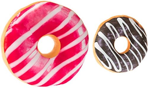 2 Donut Cushions - Sizes 35cm and 24cm - 2 Stripe Doughnut Pillows - Replicushion Co.