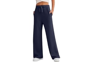 Yunmlep Jogginghose Damen Baumwolle Freizeithose High Waist Trainingshose Sporthose Lang Bequem Hose Weites Bein mit Taschen