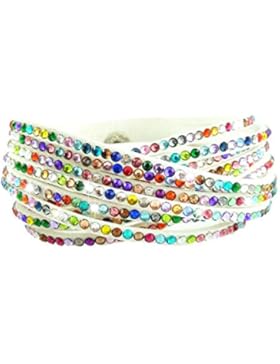 Armband Wrap Slake Strasssteine Brillant Kristall Mehrfarbige Veloursleder