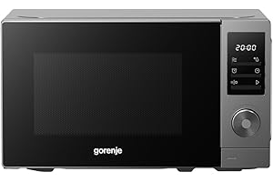 Gorenje MO20A3T4 Mikrowelle, 20L, 700 W, Kindersicherung, AquaClean, Auftaufunktion, 8 Automatikprogramme, 5 Leistungsstufen, LED Display, Elektronische Touch-Steuerung, schwarz mit Silber