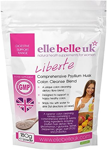 Elle Belle UK - Liberte - Psyllium Husk Natural Bowel & Colon Cleanse - Cleanse, Revitalise, Repair & Maintain Great Colon Health - A Complete Digestive Repair & Cleanse Drink - Additive Free Guarantee - 180grams Powder - Made In The UK.