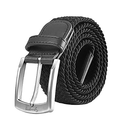 YAUGING Ceintures pour hommes, ceinture élastique élastique avec boucle couverte, pour jeans, ceintures pour pantalons (105cm, Noir)