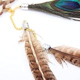 SwirlColor Boho-Pfau-Feder-Korn-Geflochtene Strand Hairband Stirnband Abendkleid -Partei Karneval Kopfschmuck Bonfire Partei-Kopfschmuck -Zubehör - 
