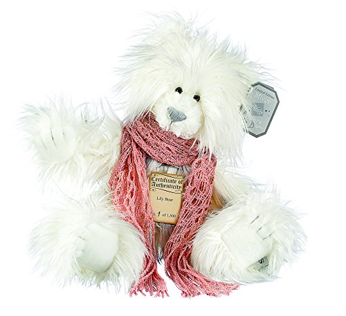 Suki Gifts 17065 – Silver Tag Bear Lily Traditional Bear, 43 cm, White/Grey