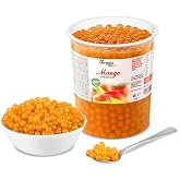 INSPIRE FOOD Bubble Tea Popping Boba Mango 1kg | Prepare Delicious Boba Tea | Tapioca Pearl for Bubble Tea | 100% Vegan &amp; Glu