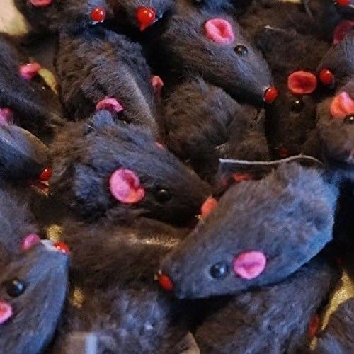GREY FUR RATTLE CATNIP MICE FOR CATS AND KITTENS X 6