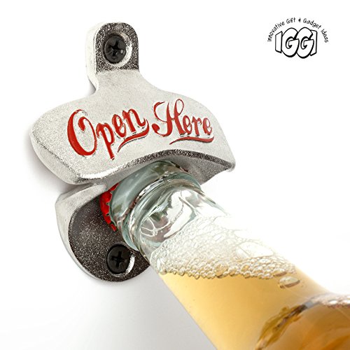 Gift House International IGGI Retro Wand montiert Bier Flaschenöffner, silber - 2