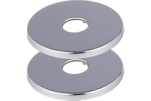 LEMLIN 2 Pièces Rosace de Robinet Argentée, Diamètre 21 mm (1/2") - Rosace Robinet en Acier Inoxydable Plate 80x5mm - Garniture Murale pour Mitigeur Douche & Rosace Tuyau Chauffage