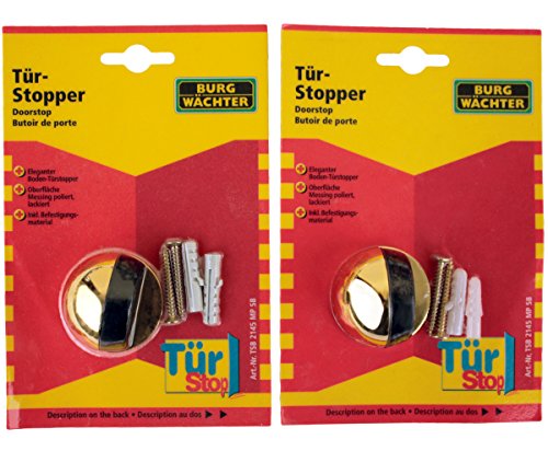 2 Stk. Burg Wächter Boden – Türstopper Oberfläche Messing poliert TSB 2145 MP SB (2 Stück) - 2